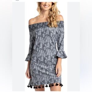 Cabana Life Sanibel Off The Shoulder Dress UV 50 Large‎ Back NWT